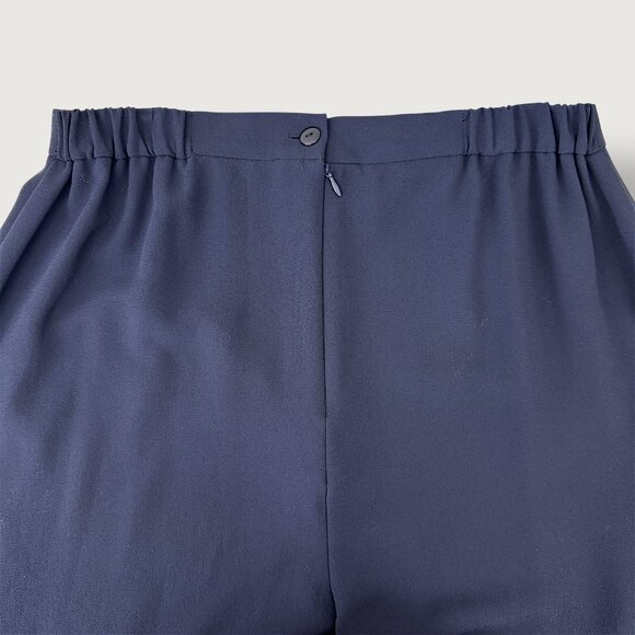 Vintage | Stanley Scott | Side-slit Palazzo Pants | M | Navy | Minimalist | 90's - Picture 7 of 16